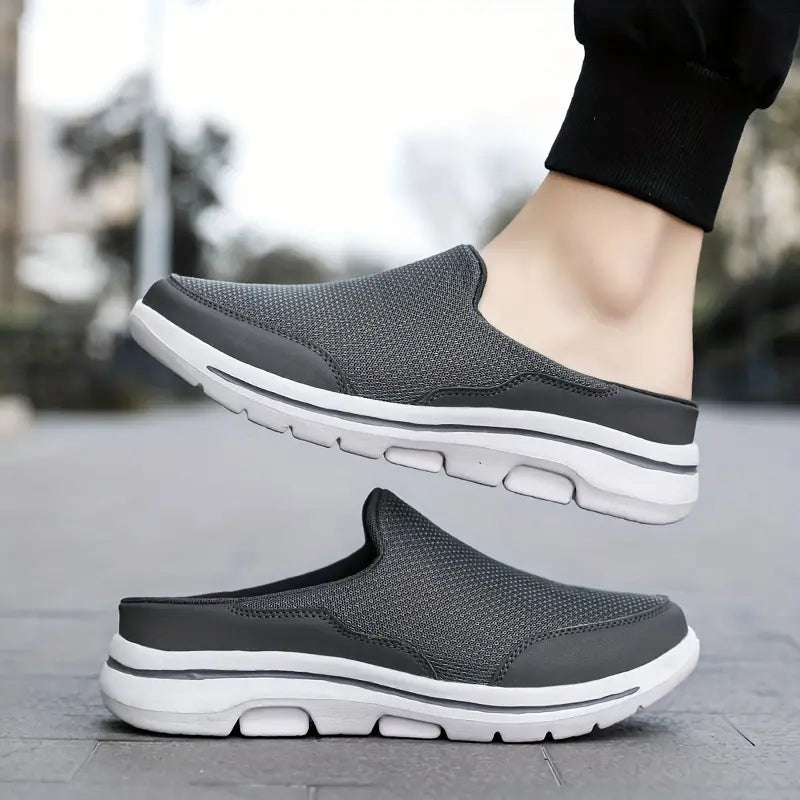 Aetos Men's Grey Lightweight Orthopedic Breezeback Shoes