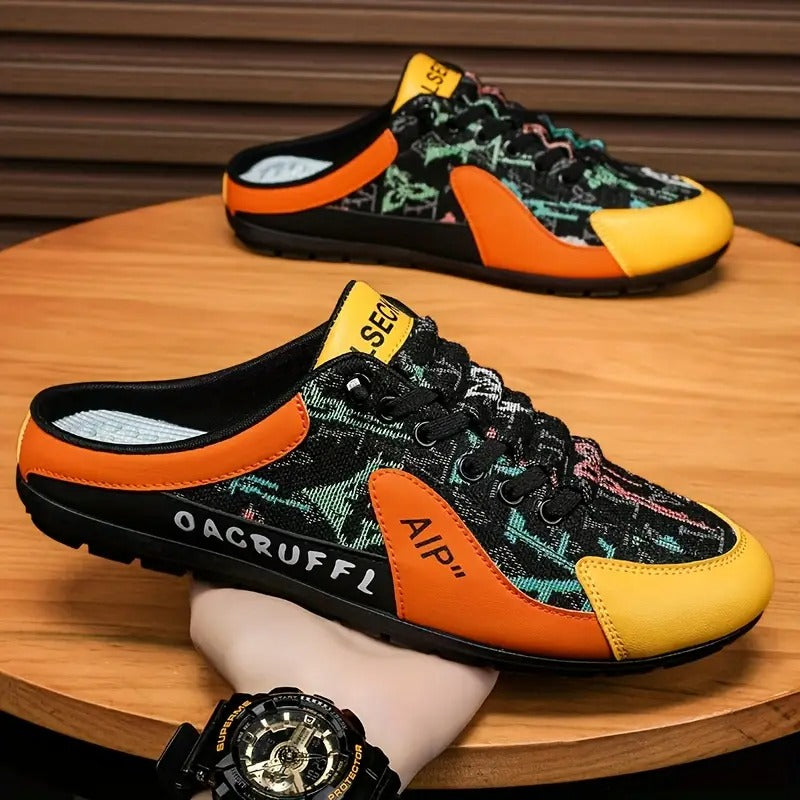 Aetos Men's Black Orange Half Casual Shoes.