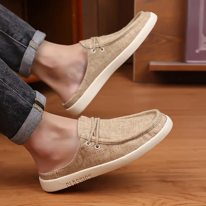 Aetos Men’s Khaki Linen Fisherman Slip-On Shoes