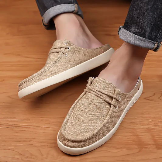 Aetos Men’s Khaki Linen Fisherman Slip-On Shoes