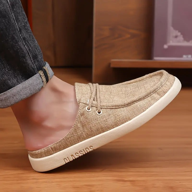 Aetos Men’s Khaki Linen Fisherman Slip-On Shoes