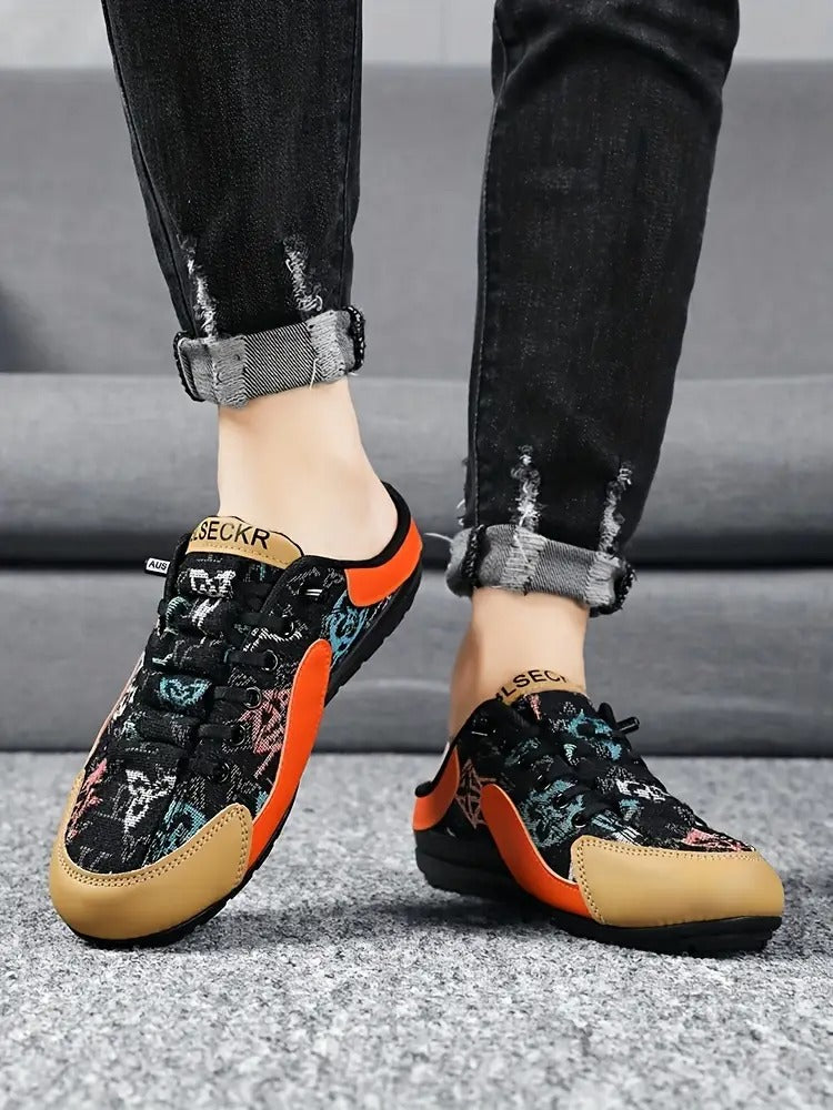 Aetos Men's Black Orange Half Casual Shoes.