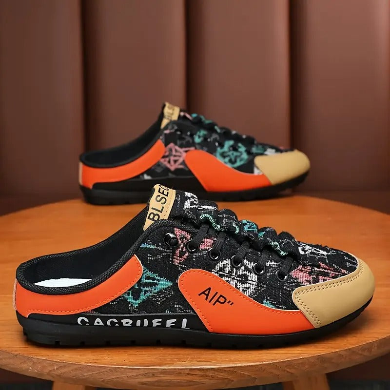 Aetos Men's Black Orange Half Casual Shoes.